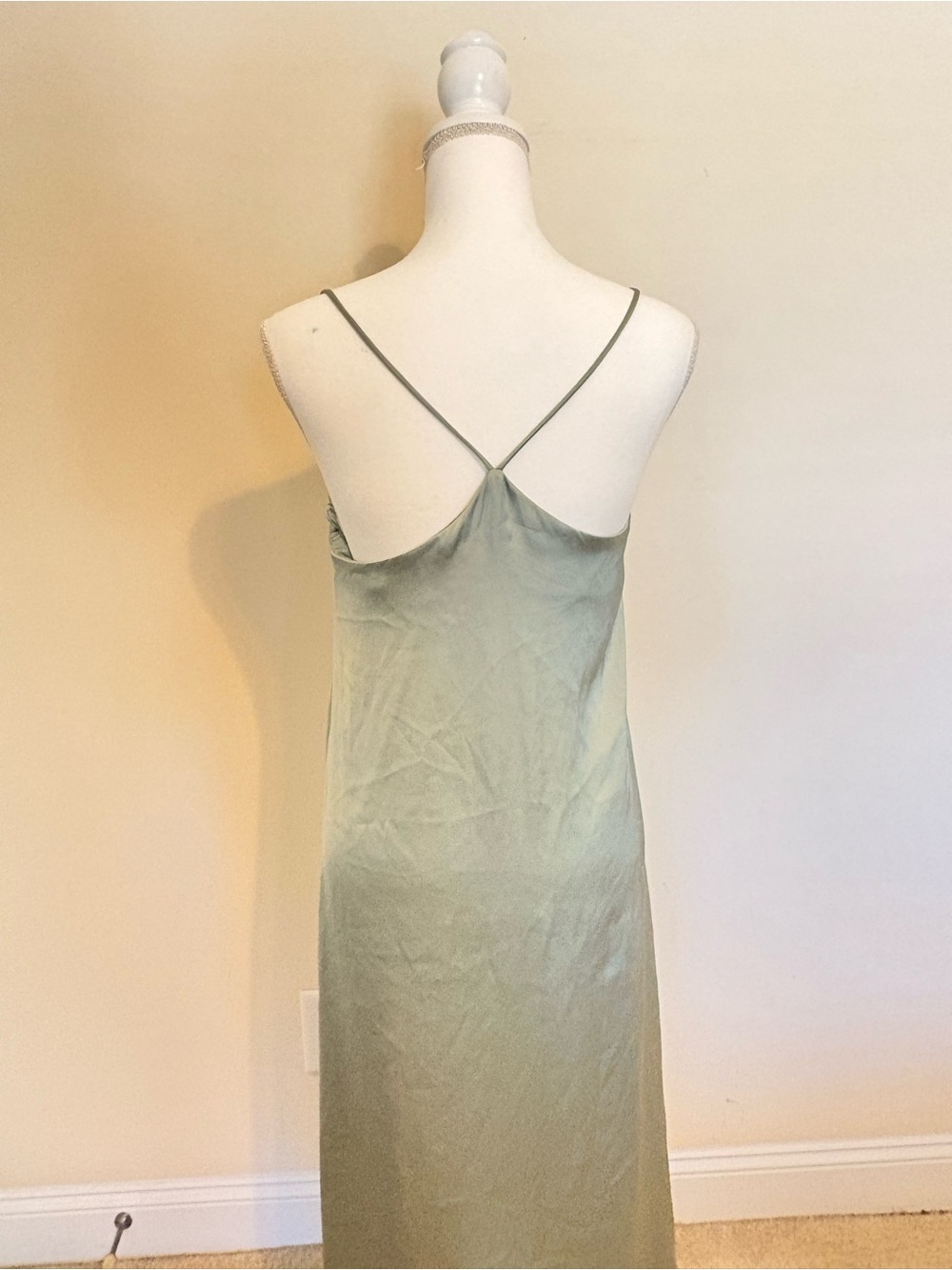 Zara Sage Green Button-Front Slip Dress - Picture 4 of 4